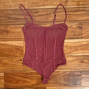 Free People Burgundy Bodysuit